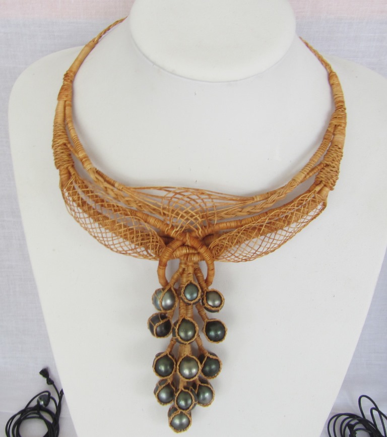 Intricate necklace made from coconut husk